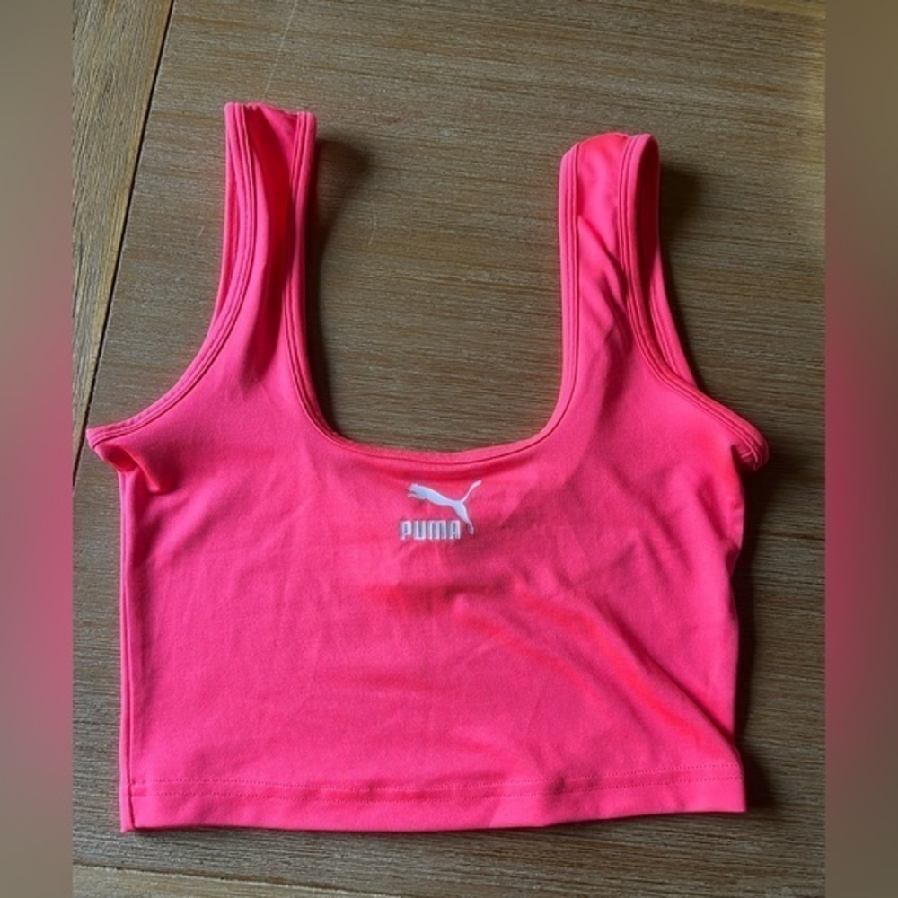Puma hot pink workout stretchy crop top